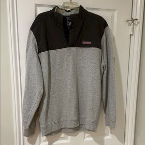 Vineyard Vines Gray and Black Zip-Up Sweater